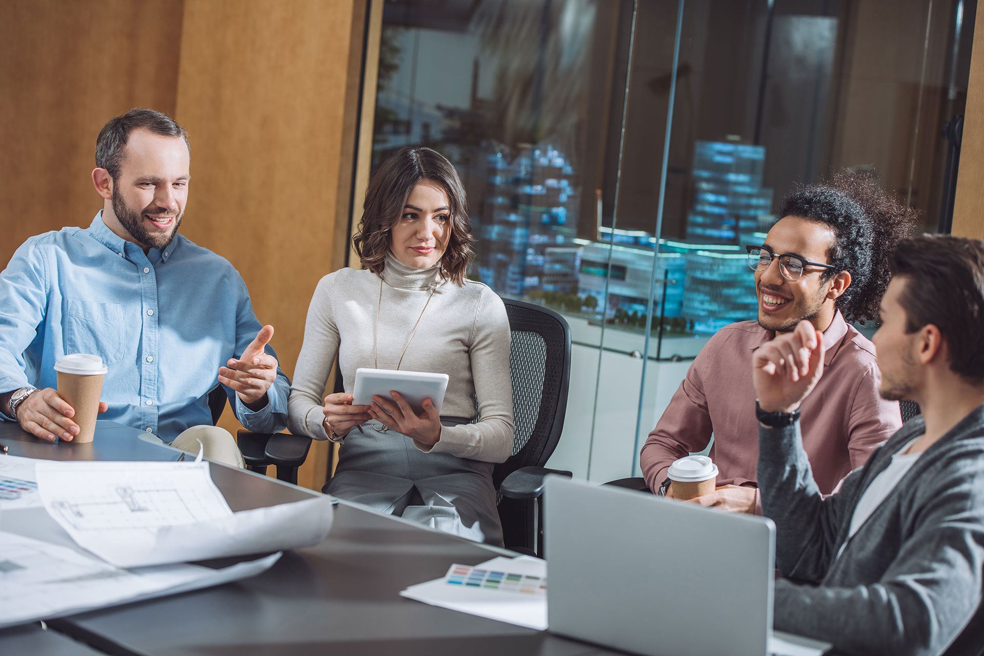 group of young businesspeople working together at office